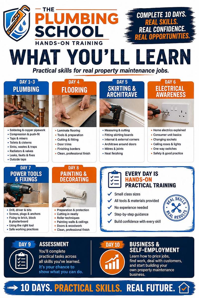 Day-by-day curriculum of the 10-day Property Maintenance Course