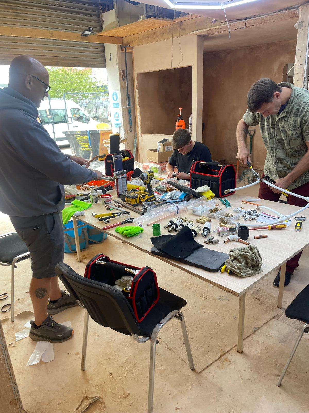 Radiator and pipework practice on the plumbing course