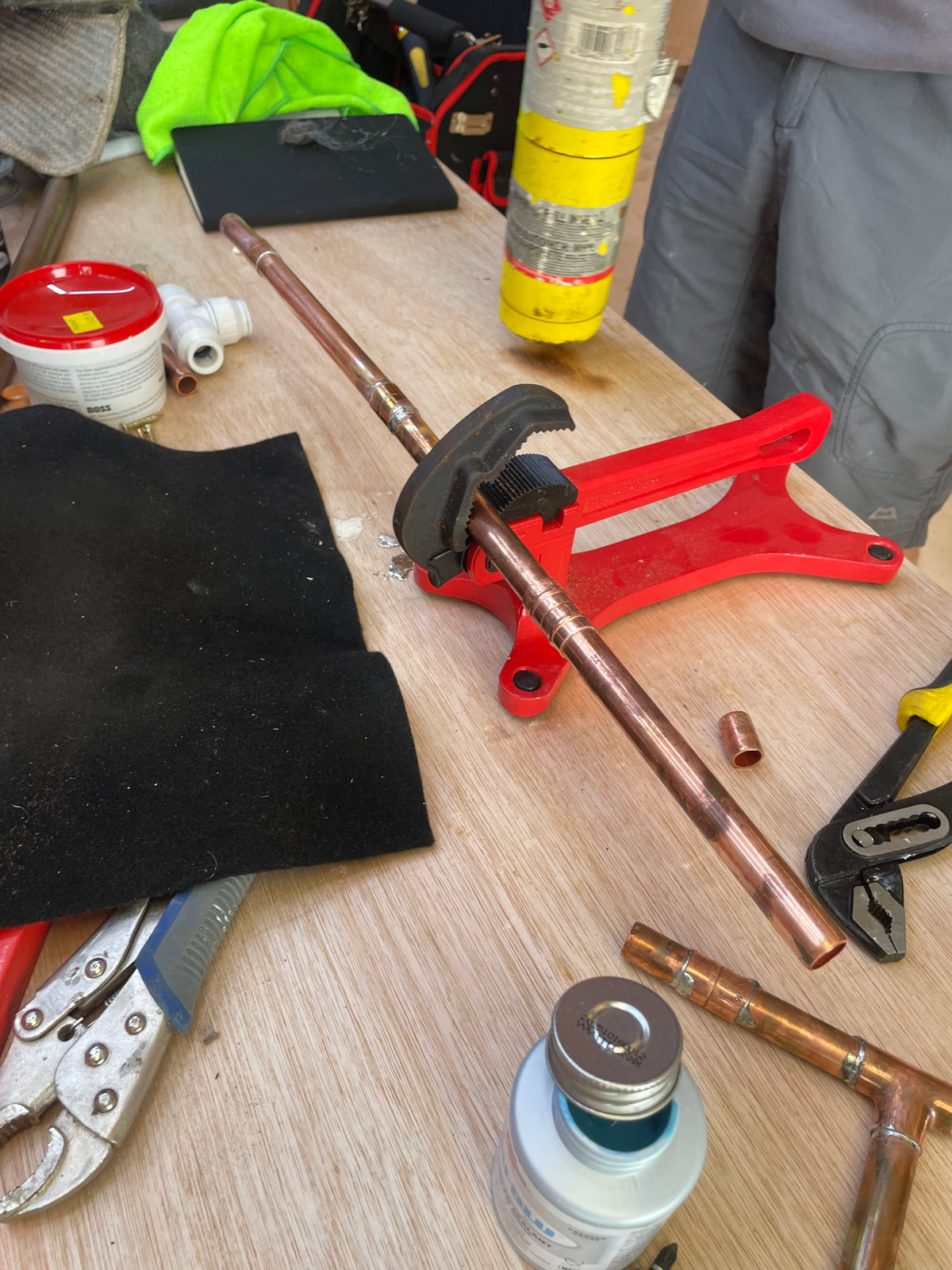 Copper pipe with hand-soldered joints on the 3-Day Complete Plumbing Course at Deeside