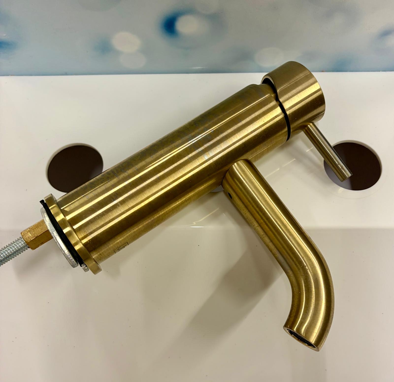 Tall Basin Mixer – Brushed Brass
