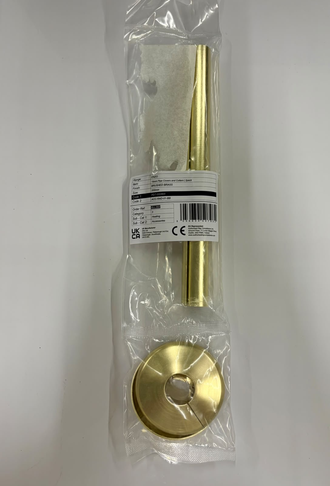 Enzo Pipe Covers & Collars – Brushed Brass