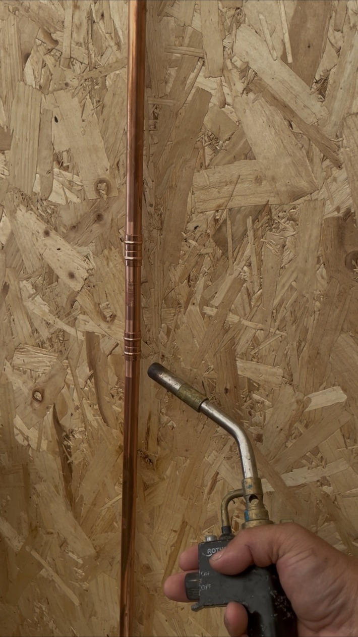 Soldering practice on copper pipe at The Plumbing School training centre
