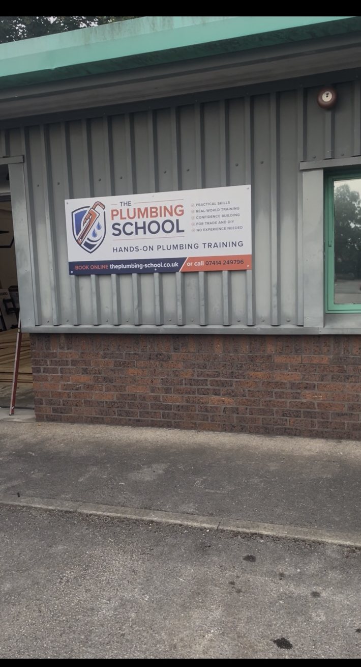 The Plumbing School exterior signage at the Deeside centre